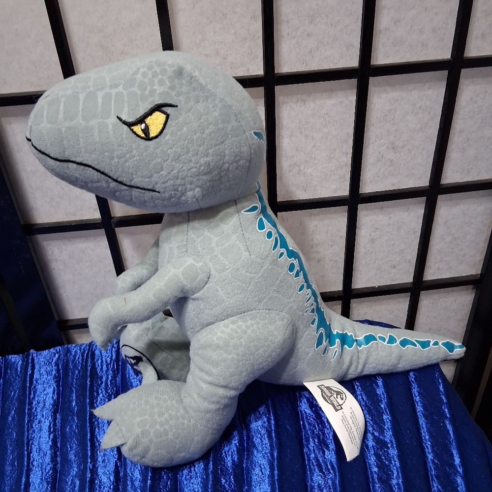 Gray and Blue Dinosaur Stuffed Animal